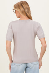 Grey Crew Neck Solid Maternity Sweater