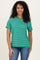 Green/White Short Sleeve Round Neck Stripe Tee