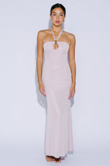 Blush Metal Trim Halter Maxi Dress