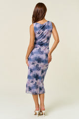 Blue Sleeveless Mesh Dress