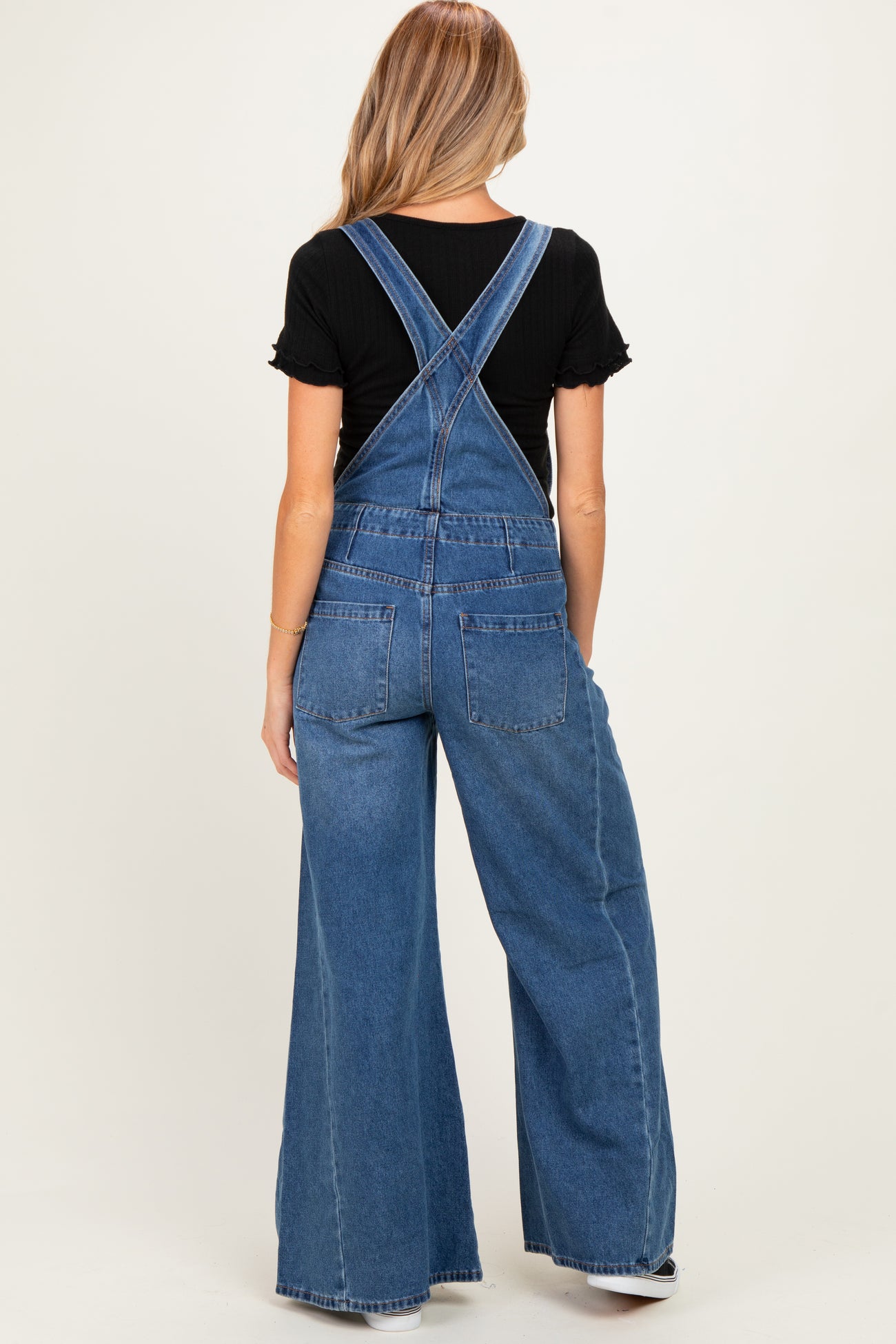 Denim Blue Wide-Leg Maternity Overalls