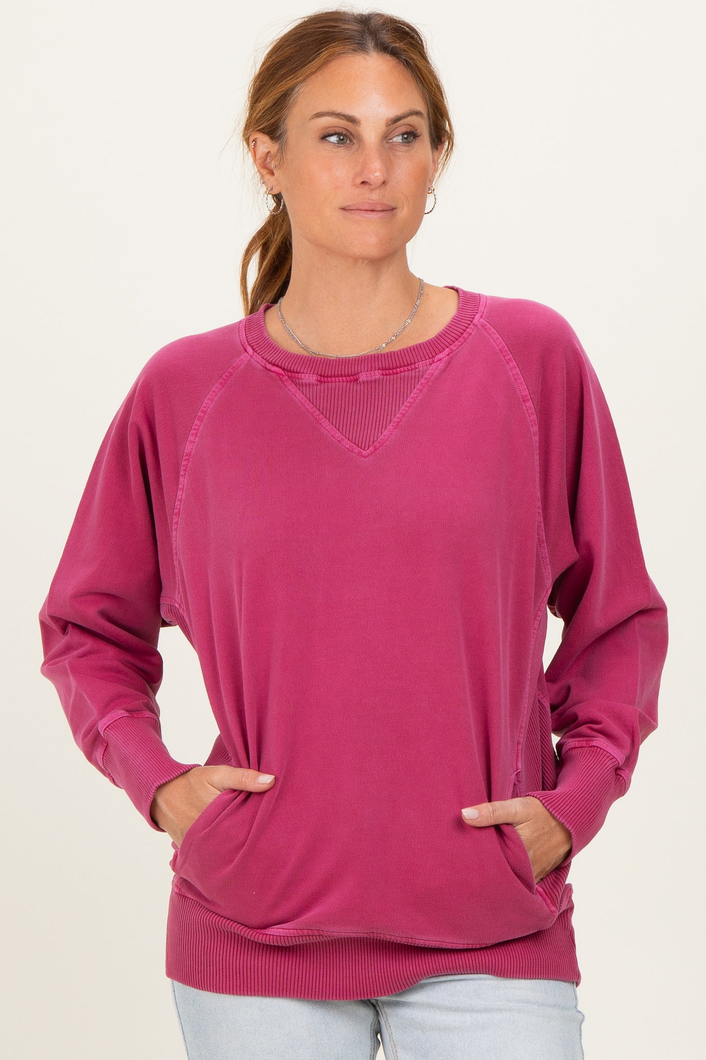 Burgundy Pigment Dyed French Terry Pullover