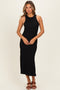 Black Textured Sleeveless Maxi Dress