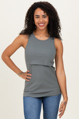 Charcoal Sleeveless Maternity Nursing Tank Top