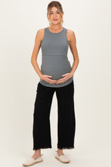 Charcoal Sleeveless Maternity Nursing Tank Top