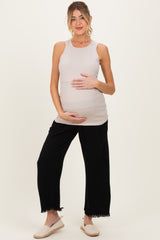 Beige Sleeveless Maternity Nursing Tank Top