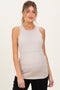 Beige Sleeveless Maternity Nursing Tank Top