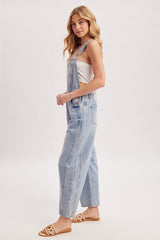 Light Wash Denim Barrel Overalls