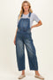 Dark Wash Denim Barrel Maternity Overalls
