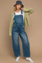 Dark Wash Denim Barrel Maternity Overalls