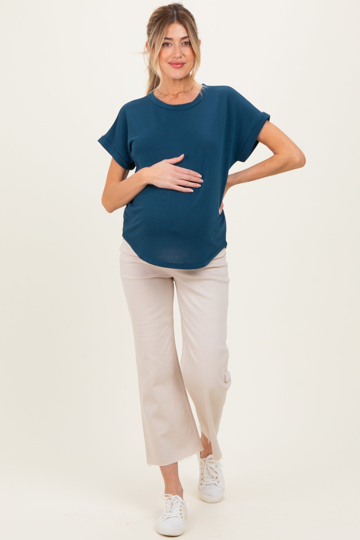 Teal Cuff Sleeve Maternity Top