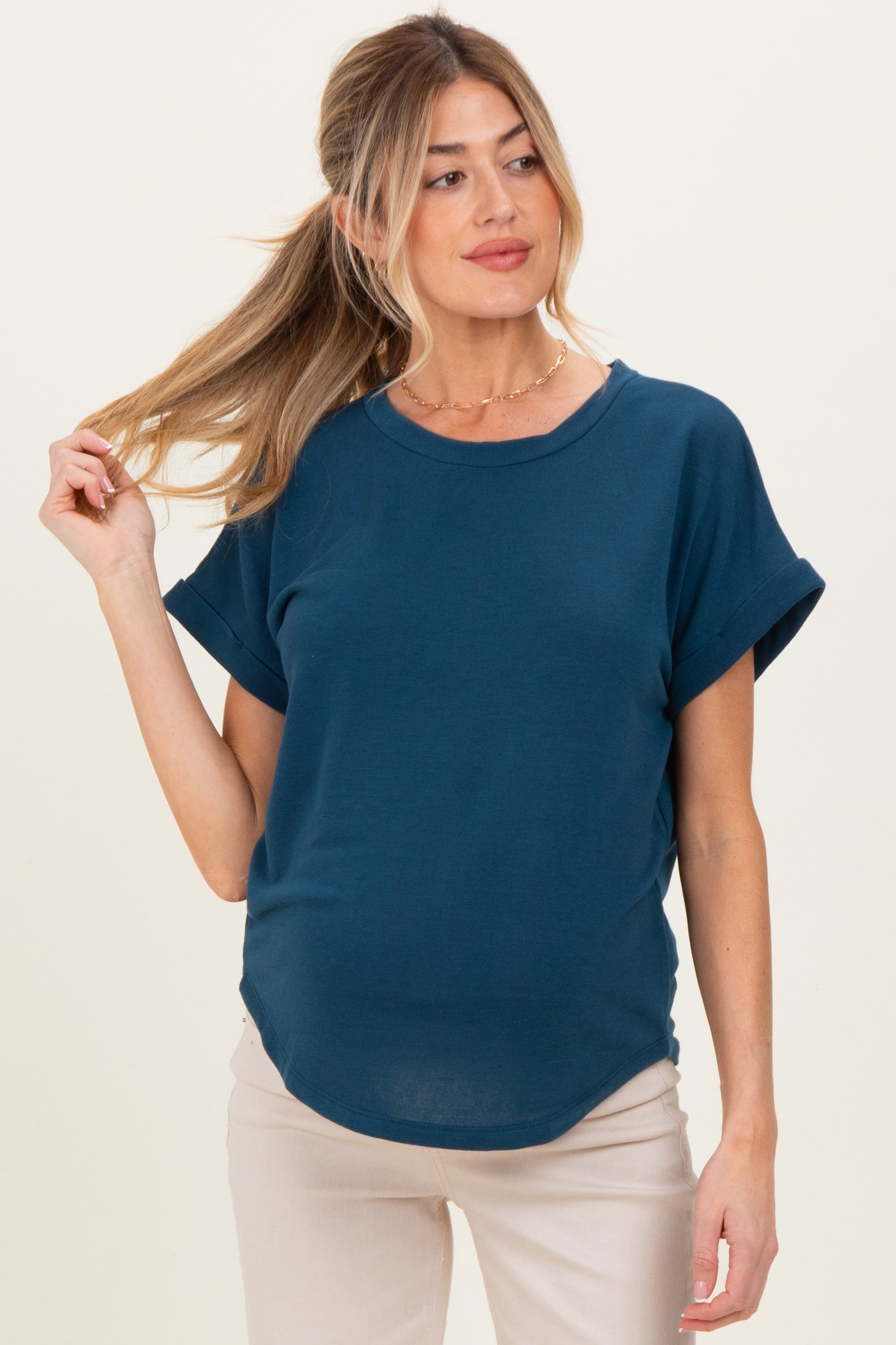 Teal Cuff Sleeve Maternity Top