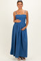 Blue Chambray Smocked Top Maternity Maxi Skirt Set