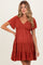 Rust Eyelet Embroidered V Neck Smocked Bodice Maternity Dress