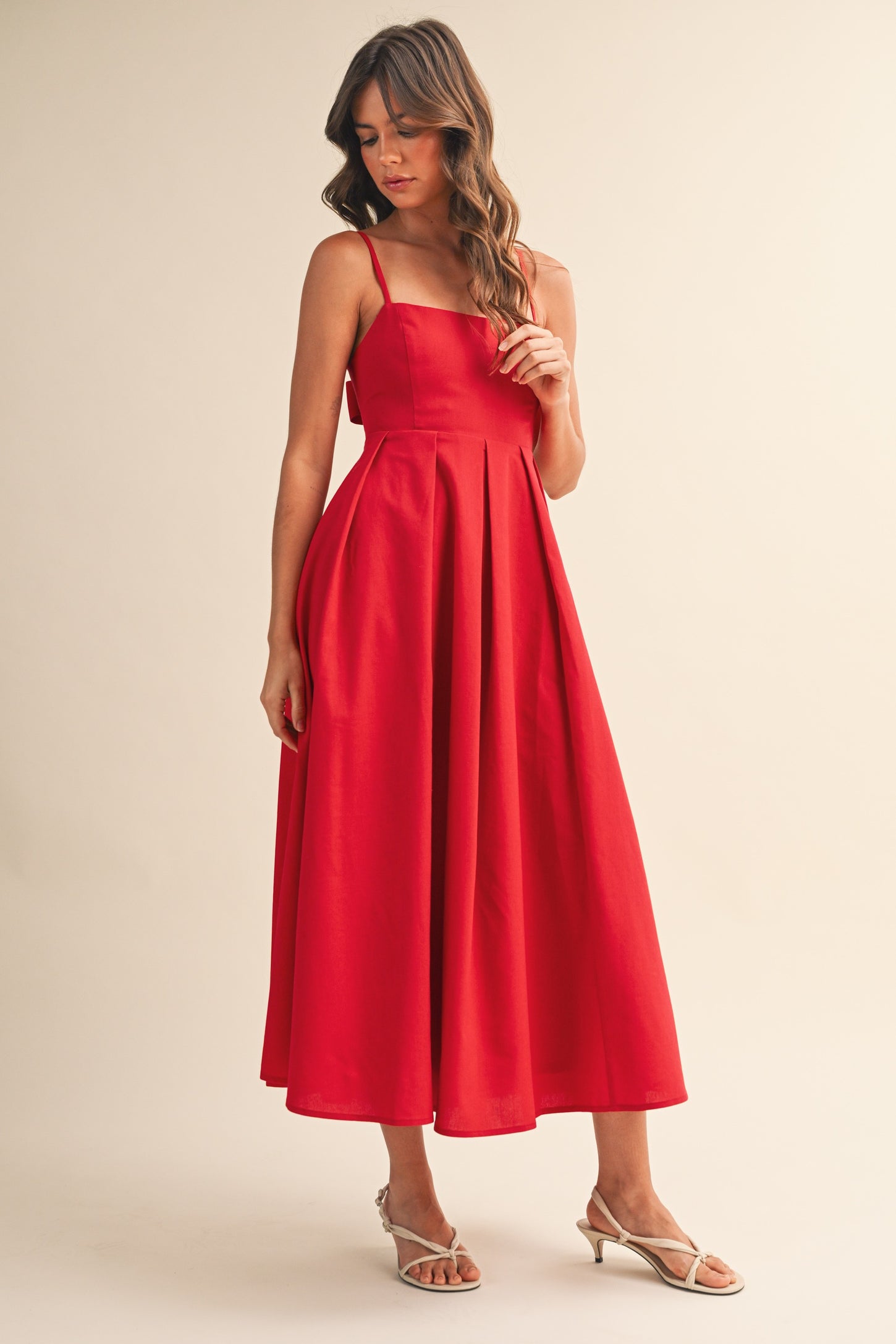 midi dress with tie back Romance Lace Trim Tie-Back The ASOS DESIGN crinkle cami tie back midi dress in buttermilk offers a fresh and stylish addition to your spring wardrobe Windsor My Cute Side Tie-Back