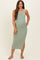 Sage Green Acid Washed Ribbed Maternity Midi Tank Dress