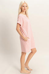 Pink Striped T-Shirt Mini Dress