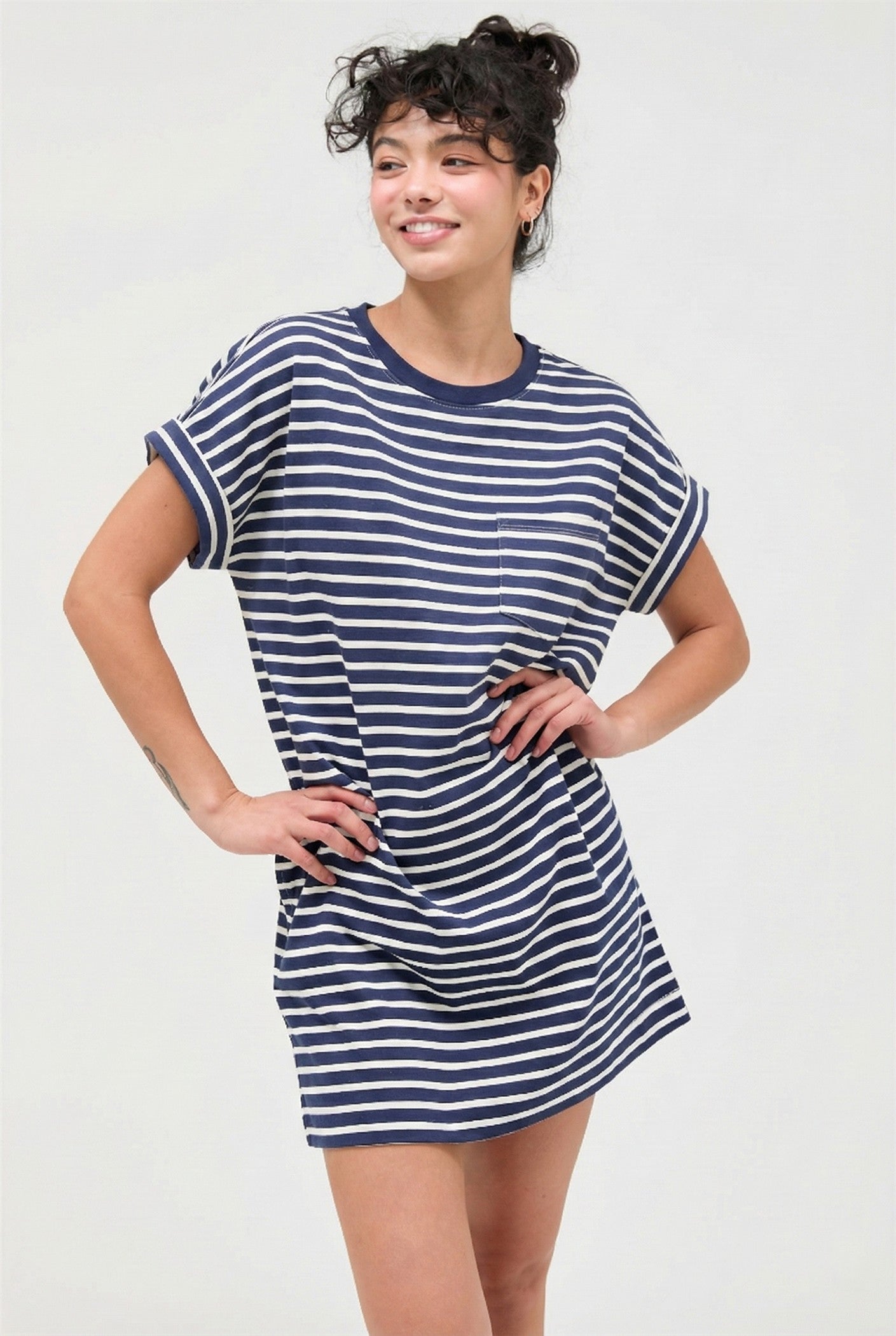 navy striped t shirt dress Hatley Midi Tee Shirt Dress XS