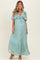 Sage Aqua Lace Flutter Sleeve Tiered Maternity Maxi Dress