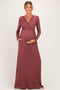 Burgundy Long Sleeve Maternity Nursing Maxi Dress