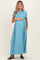 Capri Blue Ruffle Trim Maternity Maxi Dress