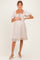 Light Taupe Printed Smocked Ruffle Accent Maternity Dress