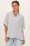 Brown Striped Boxy Button Down Top