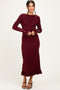 Burgundy Ribbed Knit Bow Back Maxi Dress