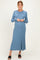 Denim Blue Ribbed Long Sleeve Maternity Sweater Midi Dress