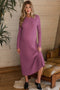 Mauve Ribbed Long Sleeve Maternity Sweater Midi Dress