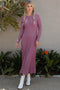 Mauve Ribbed Long Sleeve Sweater Midi Dress