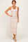 Oatmeal Shoulder Tie Striped Knit Maxi Dress