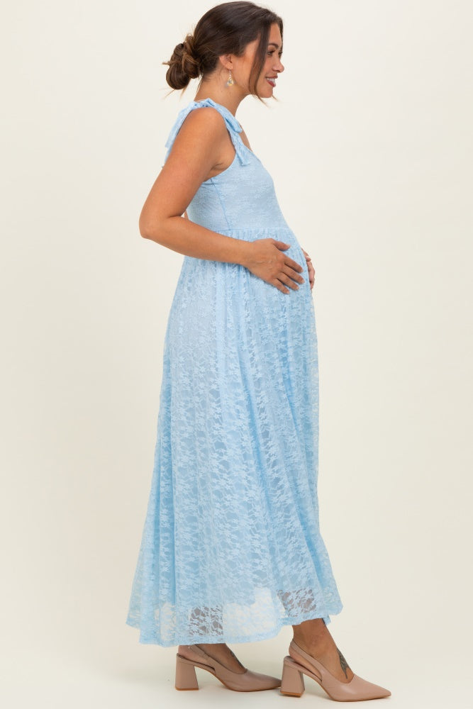 Light Blue Sleeveless Lace Maternity Maxi Dress – PinkBlush