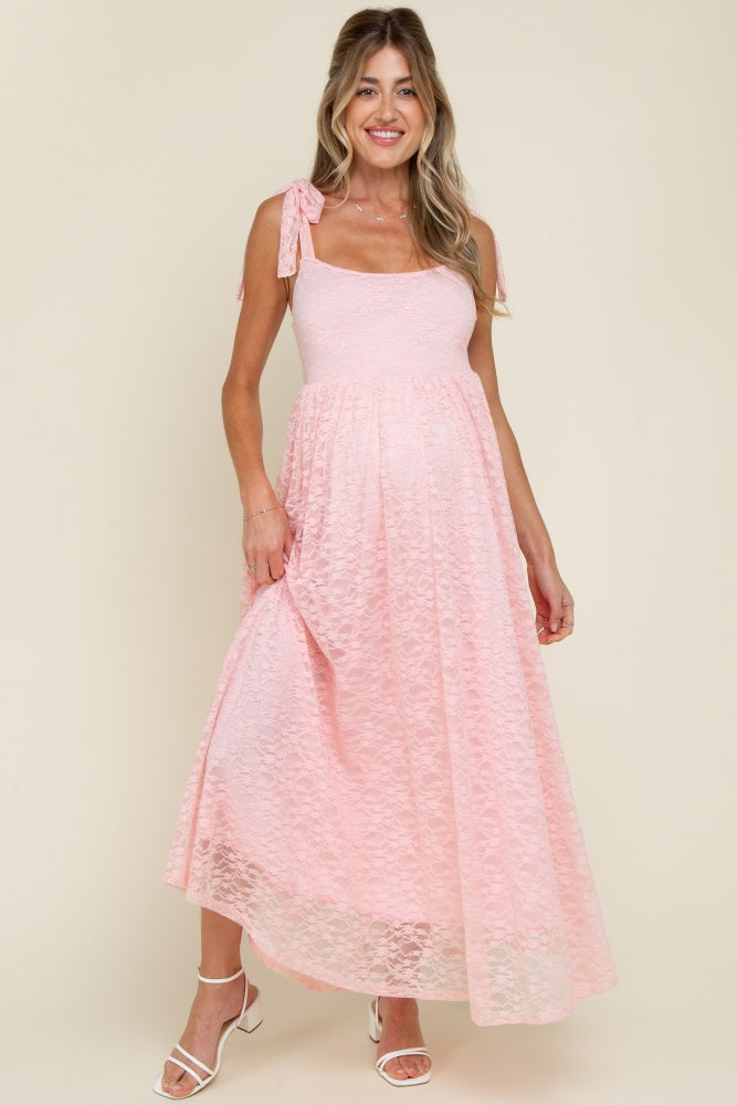 Light Pink Sleeveless Lace Maternity Maxi Dress Light Pink Sleeveless Lace Maternity Maxi Dress