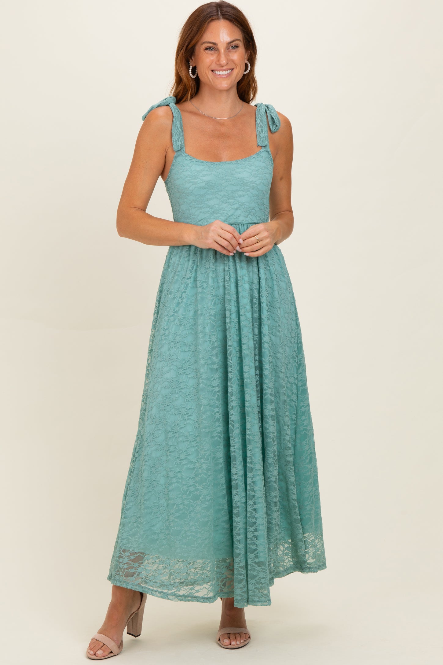 Mint Sleeveless Lace Maxi Dress