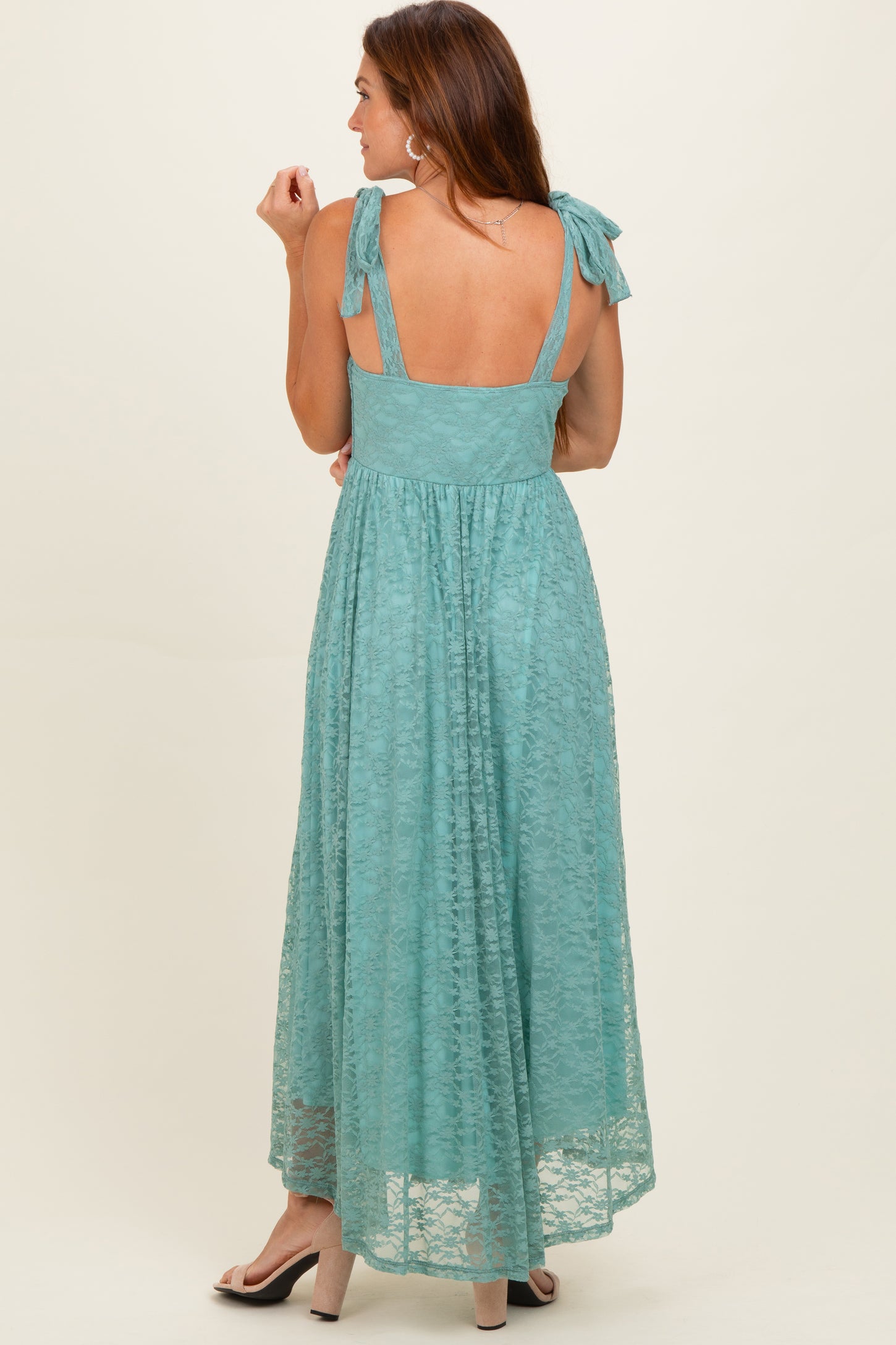 mint lace maxi dress Mint Draped Lace Maxi Dress Montsand