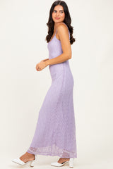 Lavender Sleeveless Lace Square Neck Maxi Dress