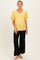 Yellow Ribbed Raw Hem Maternity Short Sleeve Top