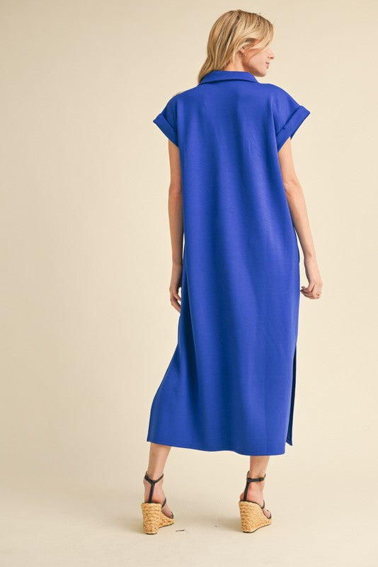 Royal Collared Pocket Midi Dress