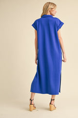 Royal Collared Pocket Midi Dress