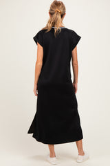 Black Side Slit Maternity Midi Dress