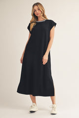 Black Side Slit Midi Dress