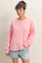 Pink Oversized Cutout Back Maternity Sweatshirt