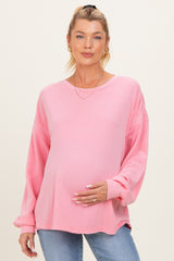 Pink Oversized Cutout Back Maternity Sweatshirt