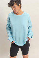 Light Blue Oversized Cutout Back Maternity Sweatshirt