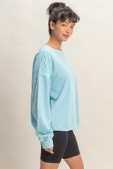 Light Blue Oversized Cutout Back Sweatshirt