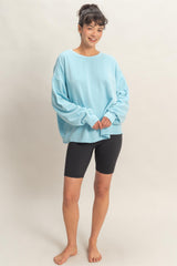 Light Blue Oversized Cutout Back Sweatshirt