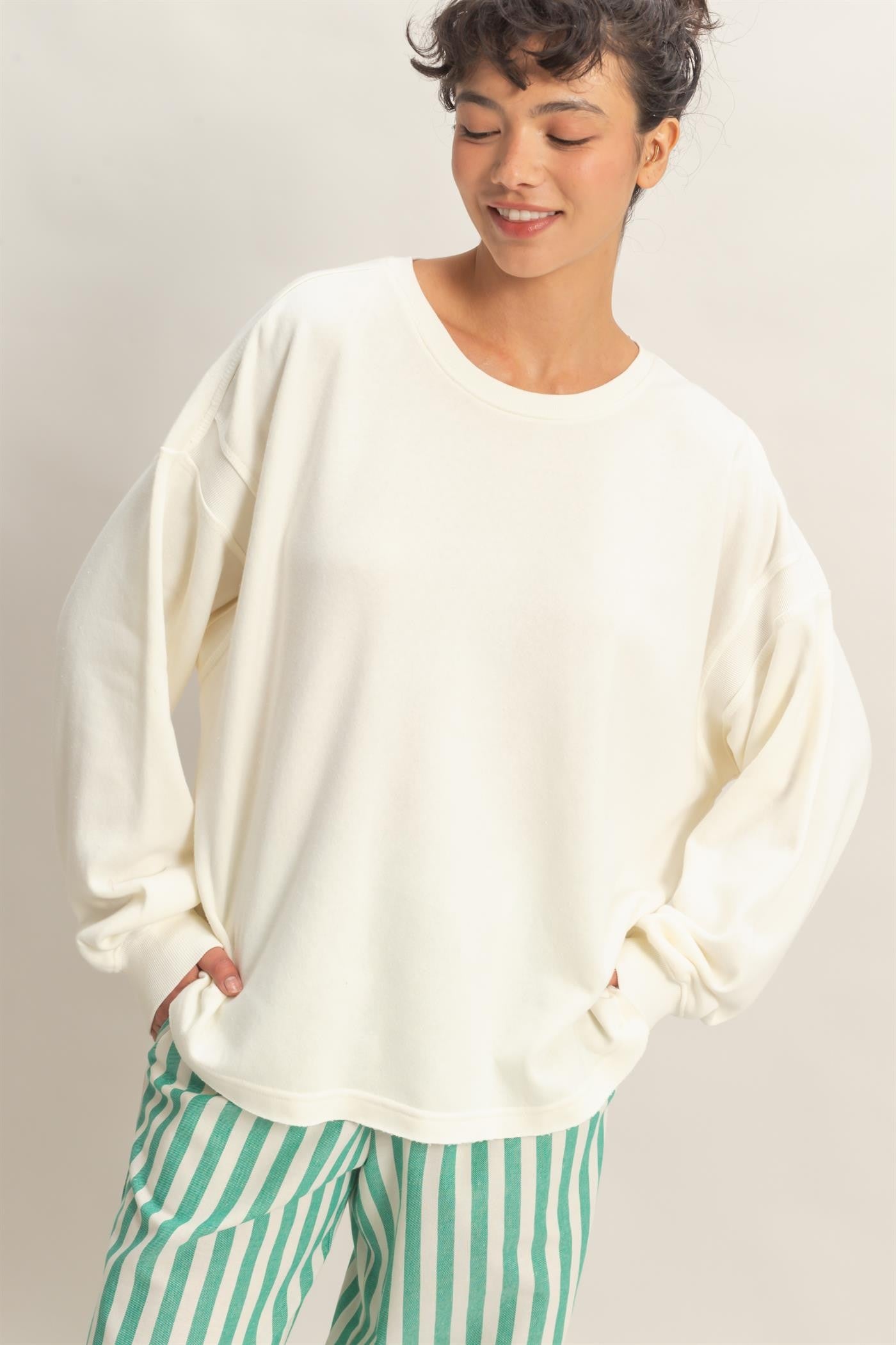 Cream Oversized Cutout Back Maternity Sweatshirt