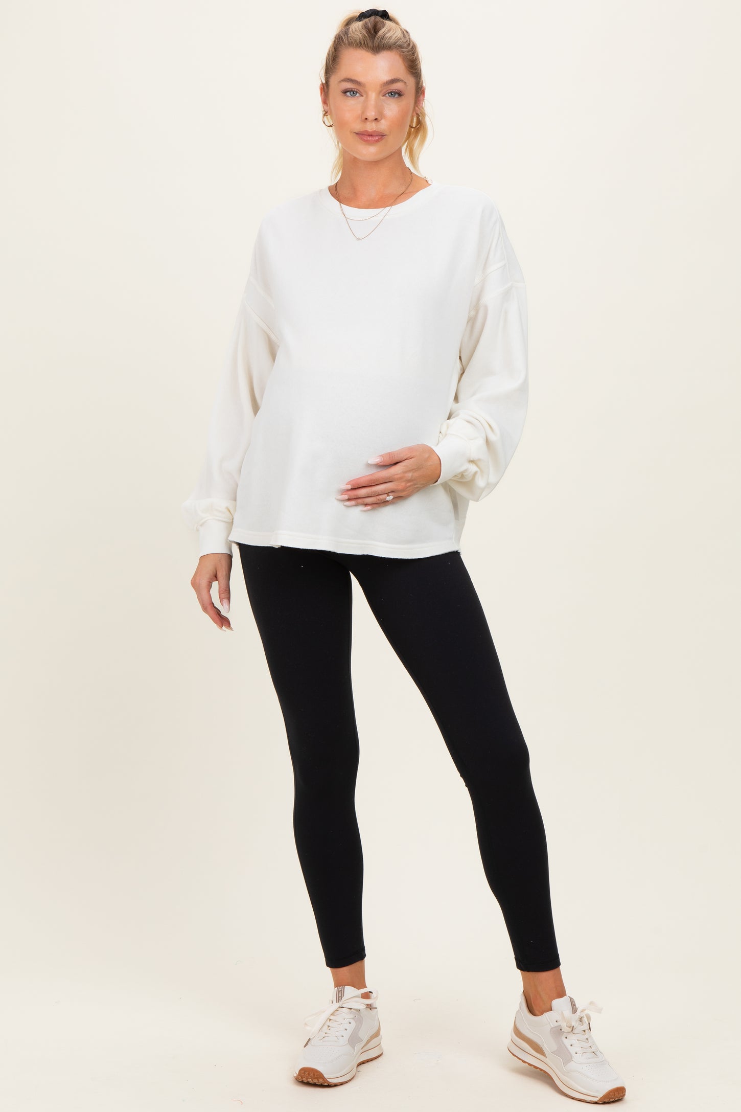 Cream Oversized Cutout Back Maternity Sweatshirt