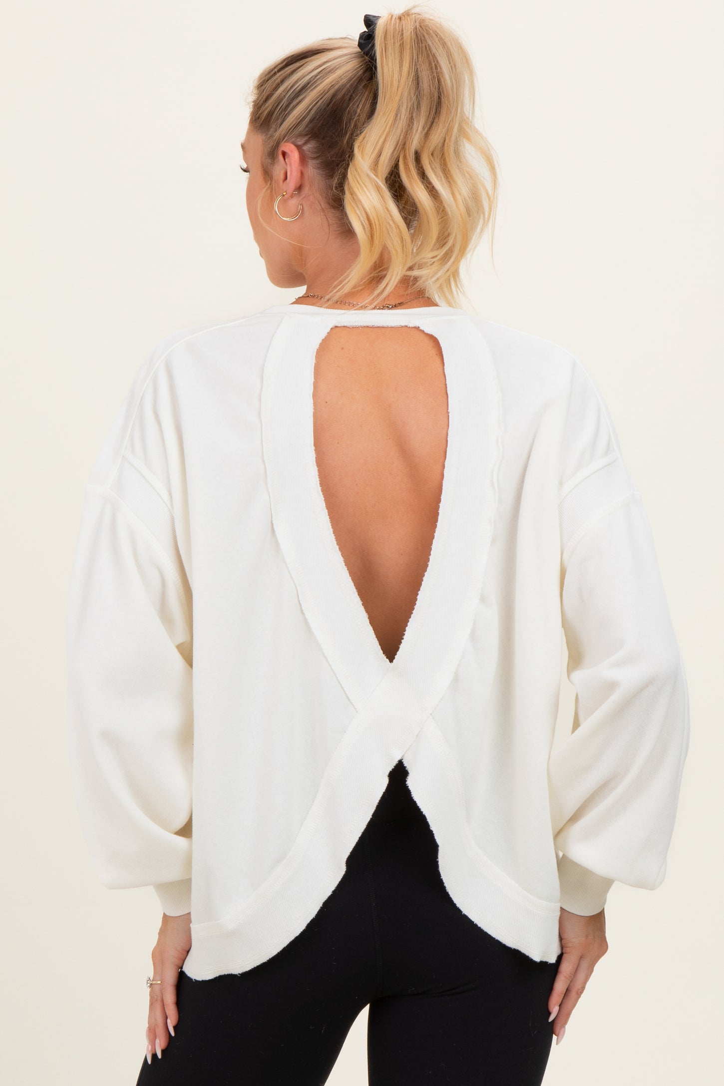 Cream Oversized Cutout Back Maternity Sweatshirt